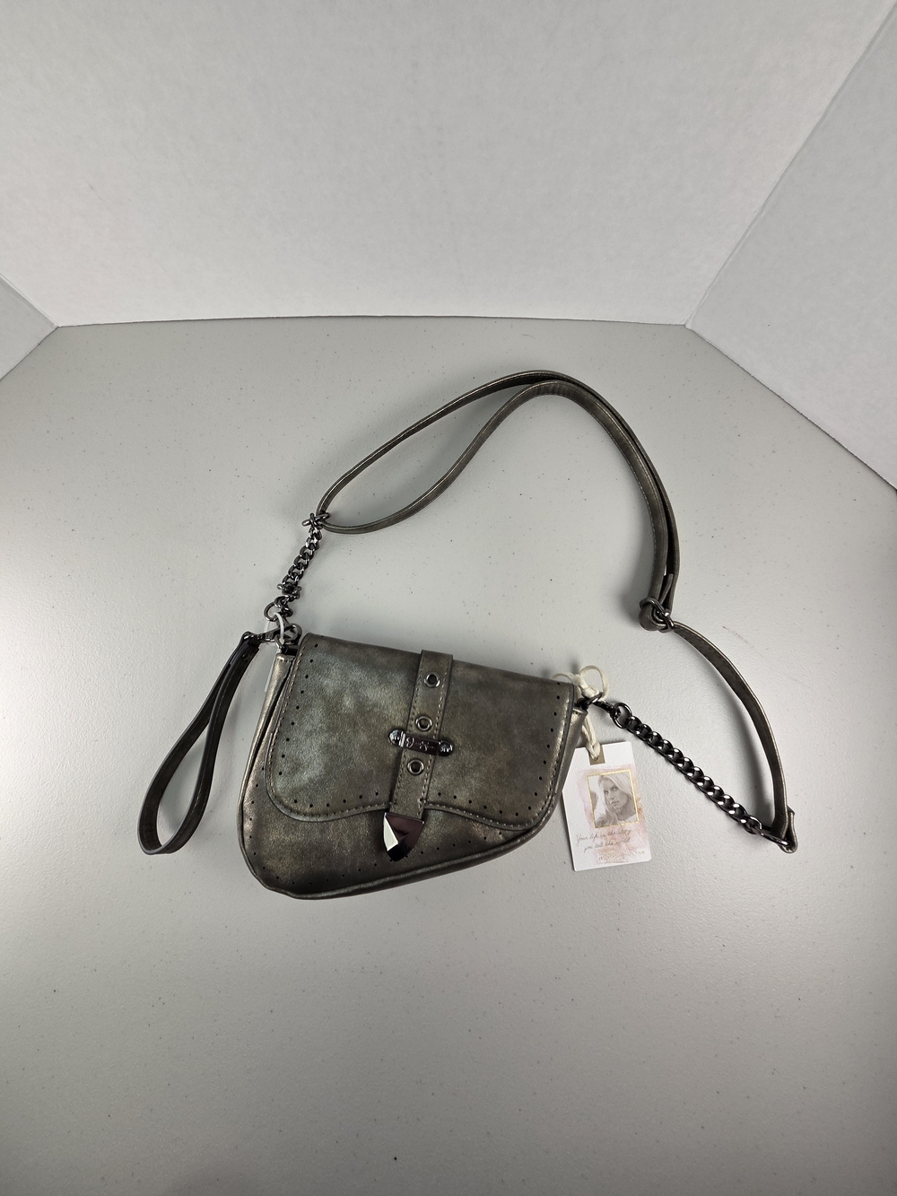 NWT Jessica Simpson Gray Crossbody Bag with Chain Accent